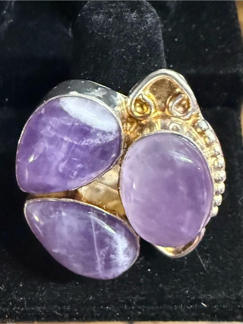 Sterling Silver Amethyst Cluster Ring - Purple Gemstone Statement